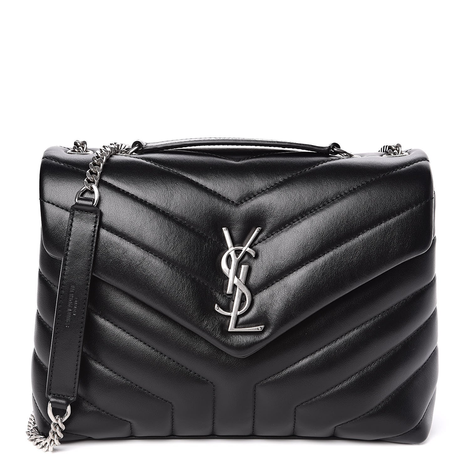 Saint Laurent Calfskin Y Quilted Monogram Small Loulou Chain Satchel Black 2 of 9