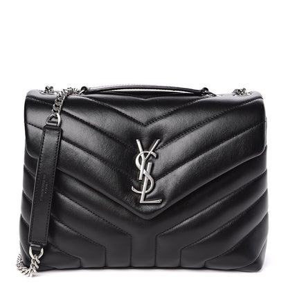 Saint Laurent Calfskin Y Quilted Monogram Small Loulou Chain Satchel Black 2 of 9
