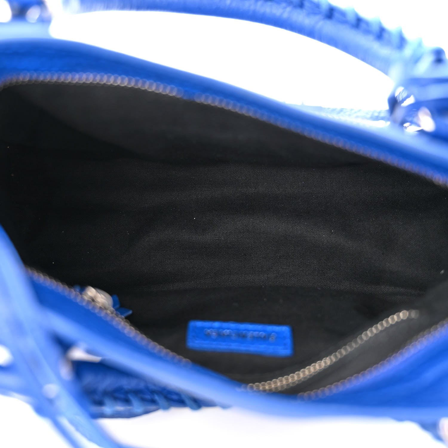 Balenciaga Agneau Classic Silver Hardware Mini City Logo Strap Bleu Electric Black 6 of 11