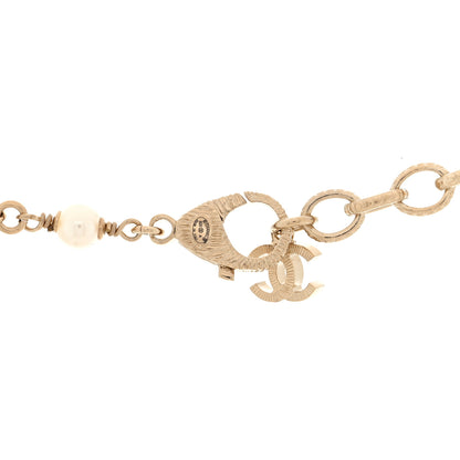 Chanel Crystal Pearl CC Long Necklace Gold White Black 4 of 5