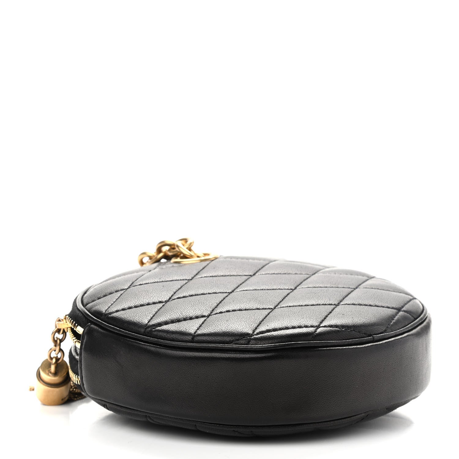 Saint Laurent Lambskin Quilted Round Le Maillon Round Tassel Chain Crossbody Bag Black 4 of 10