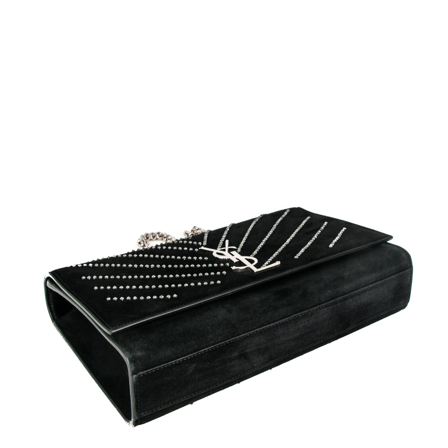 Saint Laurent Suede Crystal Medium Classic Monogram Kate Satchel Nero Black 4 of 5