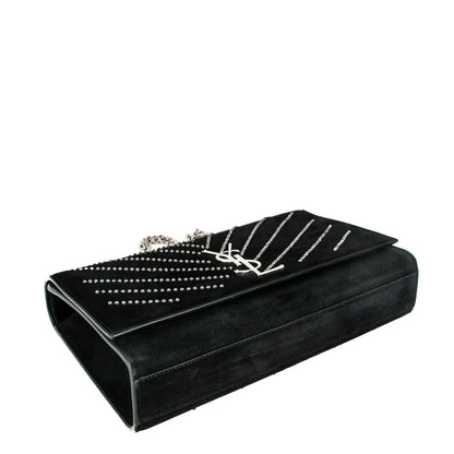 Saint Laurent Suede Crystal Medium Classic Monogram Kate Satchel Nero Black 4 of 5