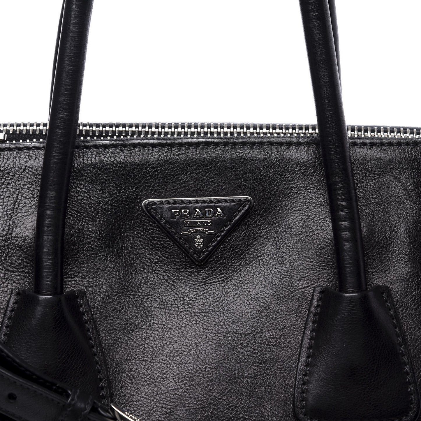 Glace Calf Twin Pocket Tote Black