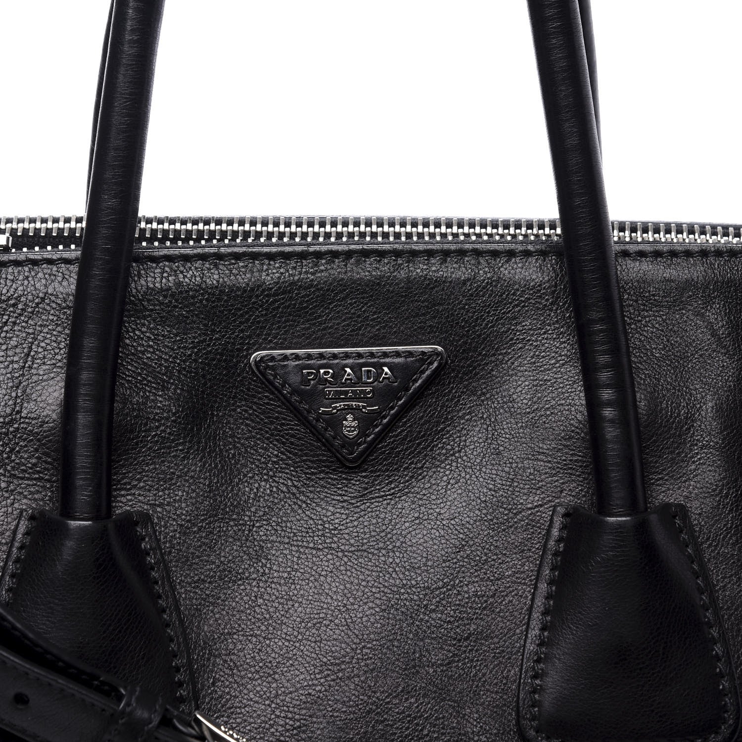 Prada Glace Calf Twin Pocket Tote Black 8 of 13