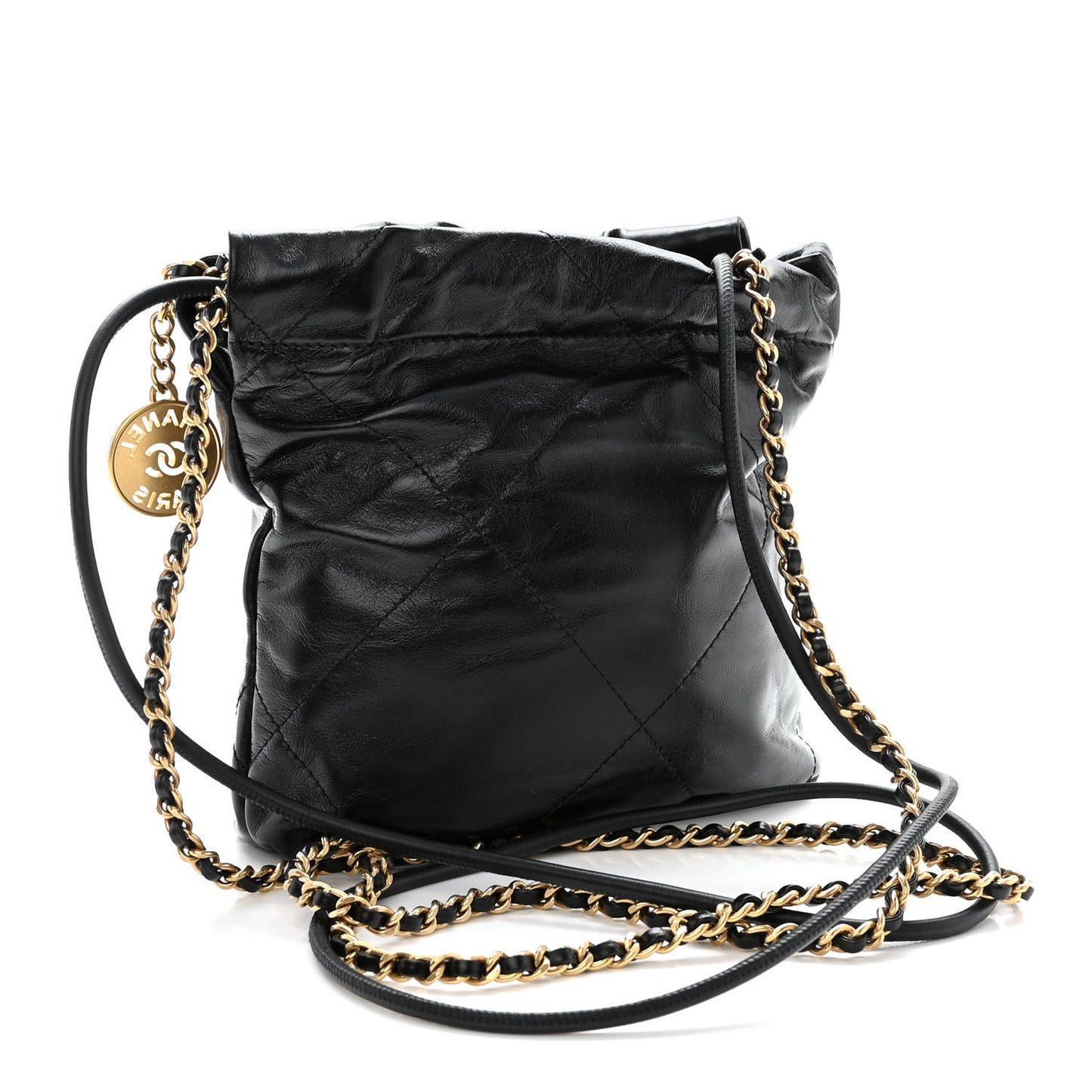 Shiny Calfskin Quilted Mini Chanel 22 Black