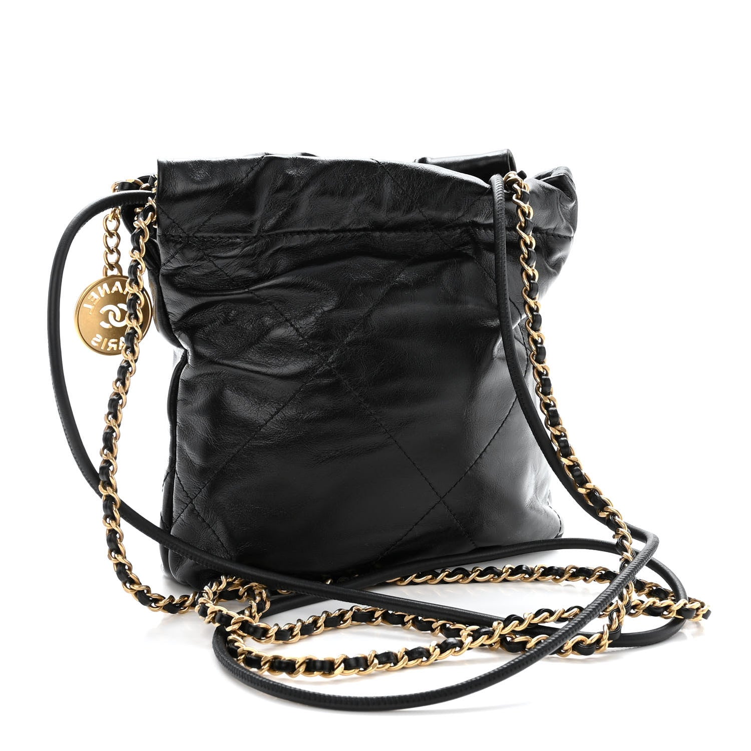 Chanel Shiny Calfskin Quilted Mini Chanel 22 Black 3 of 10