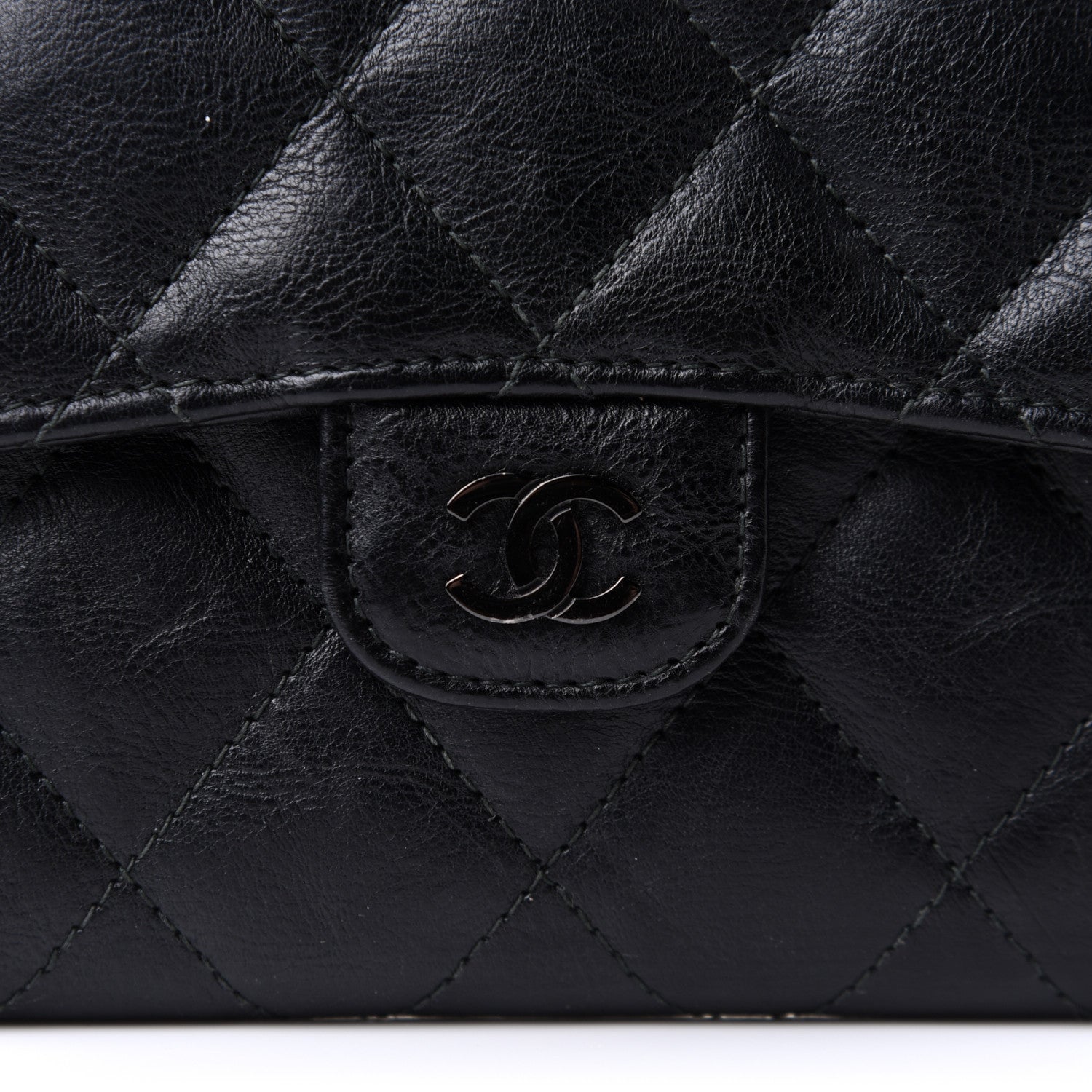 Chanel Crumpled Calfskin Quilted Large Flap Wallet So Black 8 of 9