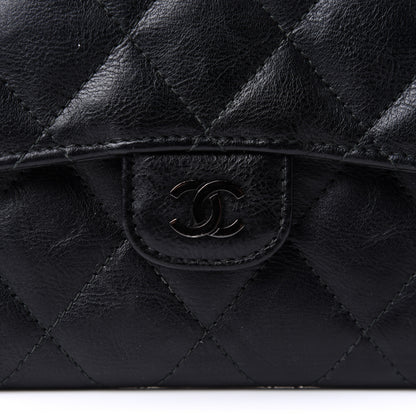 Chanel Crumpled Calfskin Quilted Large Flap Wallet So Black 8 of 9