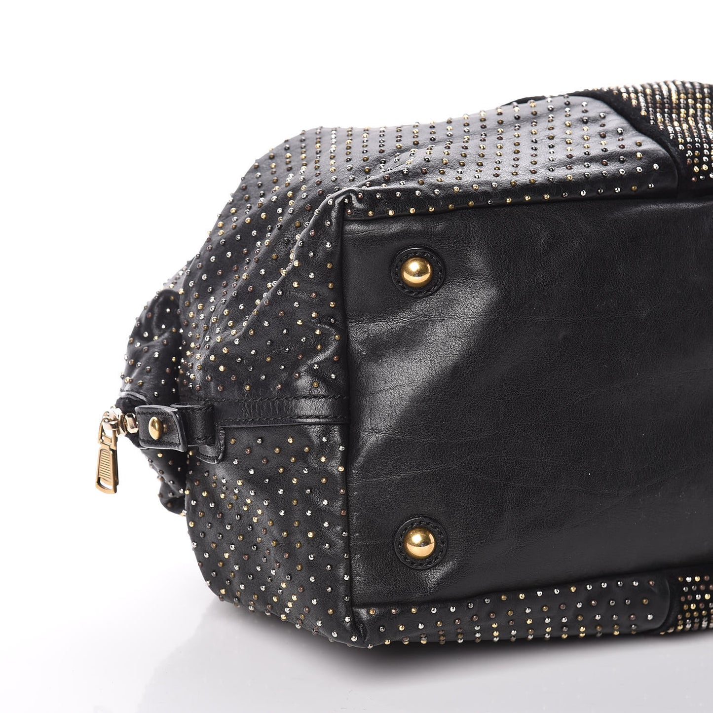 Calfskin Rock Studded Easy Sac Black