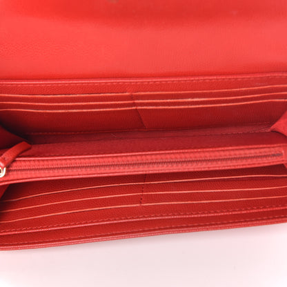 Chanel Caviar Camellia Embossed Flap Wallet Red 5 of 10