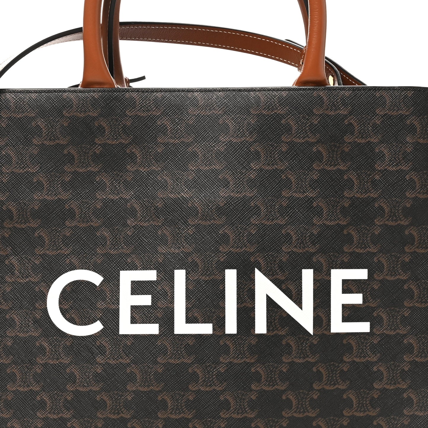 Triomphe Canvas Calfskin Small Vertical Cabas Tan