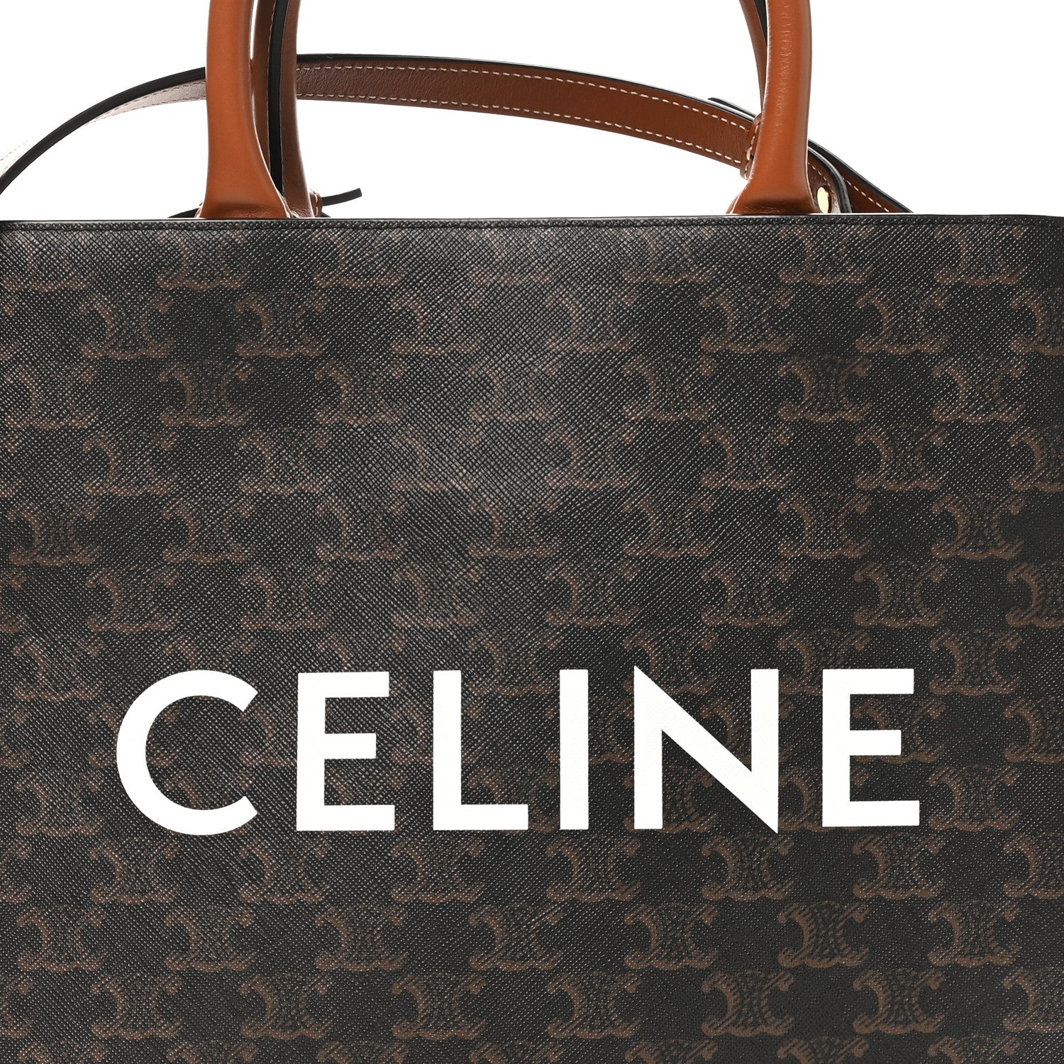 Celine Triomphe Canvas Calfskin Small Vertical Cabas Tan 7 of 9
