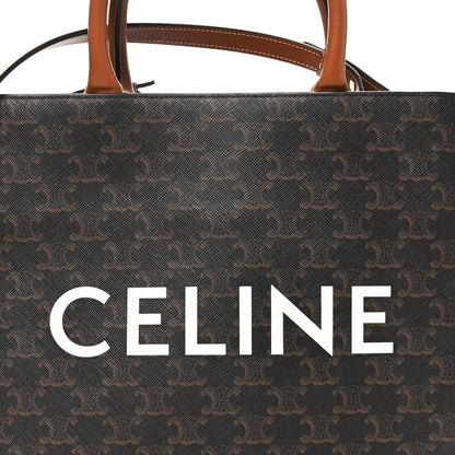 Celine Triomphe Canvas Calfskin Small Vertical Cabas Tan 7 of 9