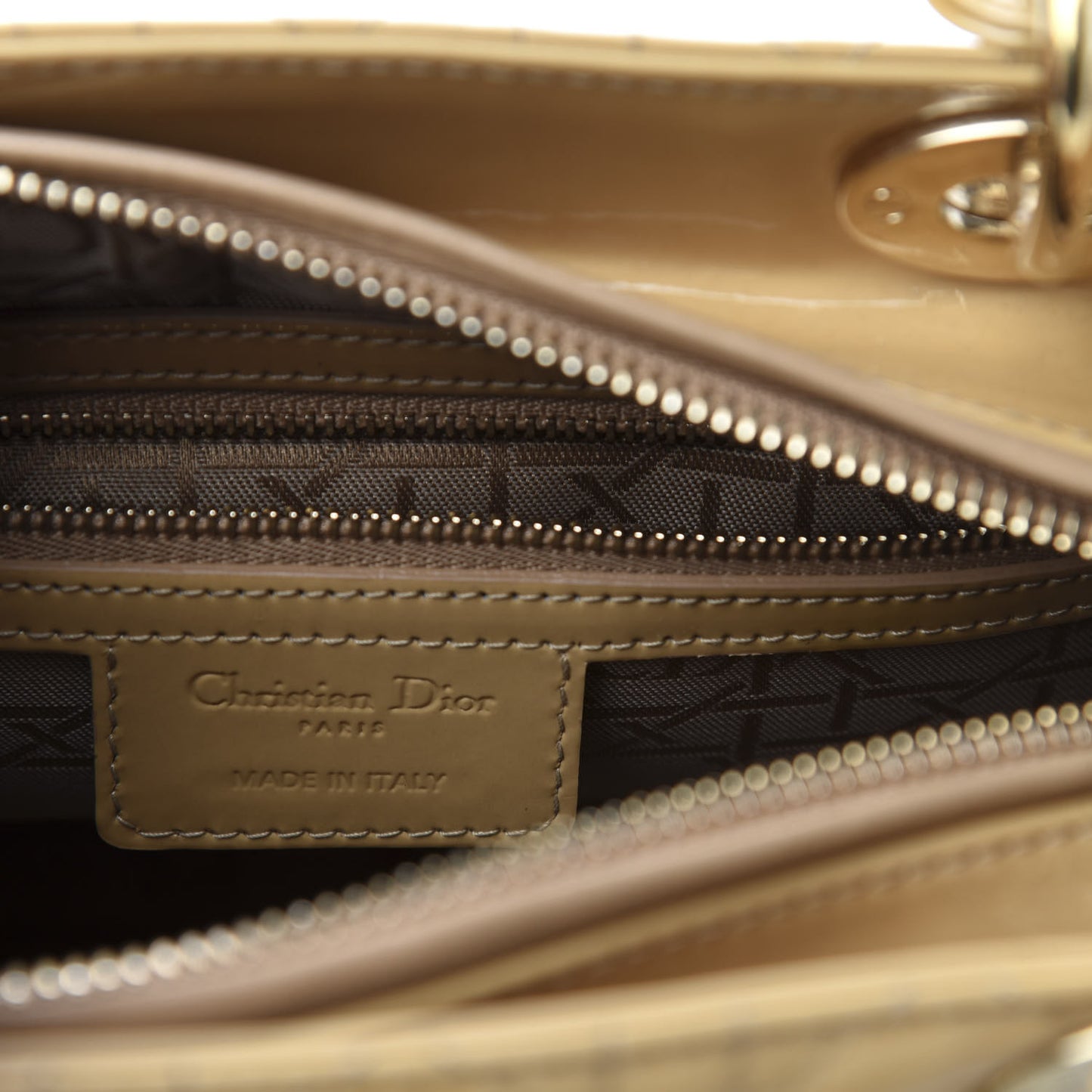 Patent Cannage Medium Lady Dior Beige