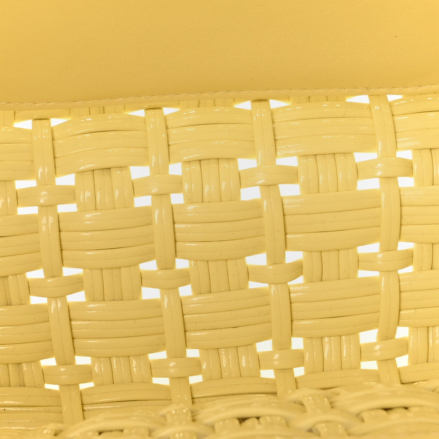 Varnished Faux Calfskin Braided XS Bistro Basket Pale Yellow