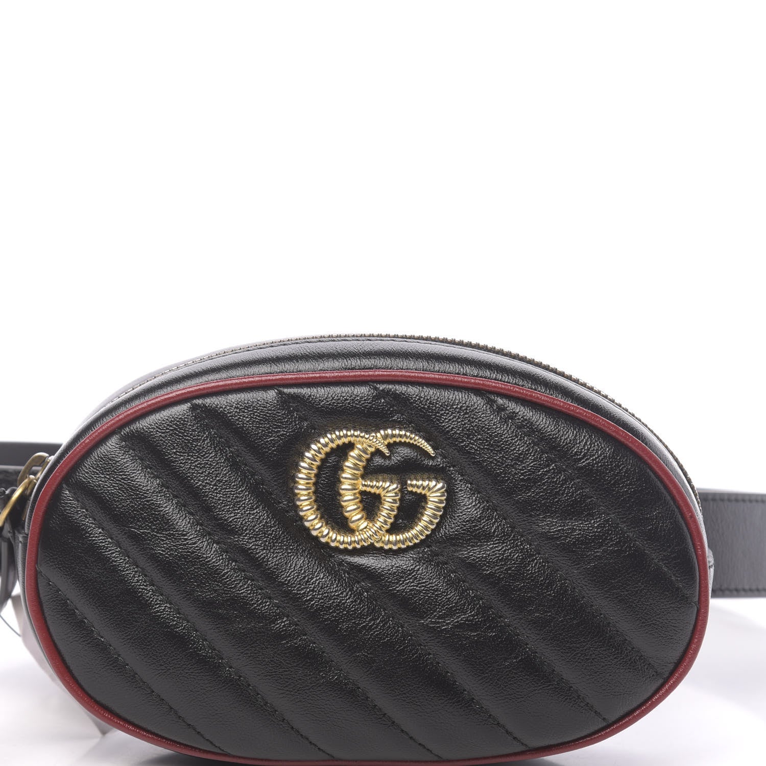 Gucci Azalea Calfskin Matelasse Diagonal Torchon GG Marmont Belt Bag 75 30 Black Romantic Cerise 8 of 11