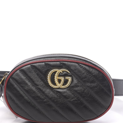 Gucci Azalea Calfskin Matelasse Diagonal Torchon GG Marmont Belt Bag 75 30 Black Romantic Cerise 8 of 11