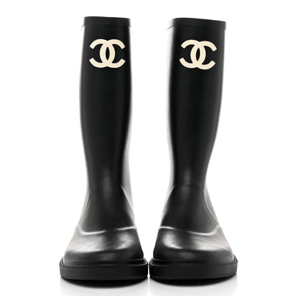 Chanel Caoutchouk CC High Boots 40 Black 2 of 8