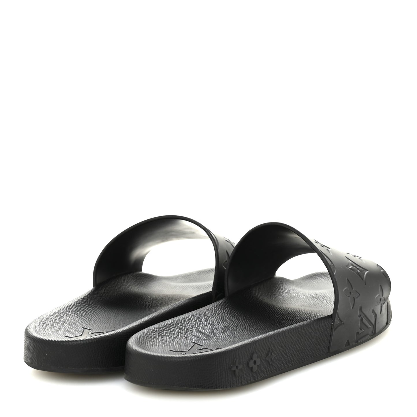 Rubber Embossed Monogram Mens Waterfront Mules 7.5 Black