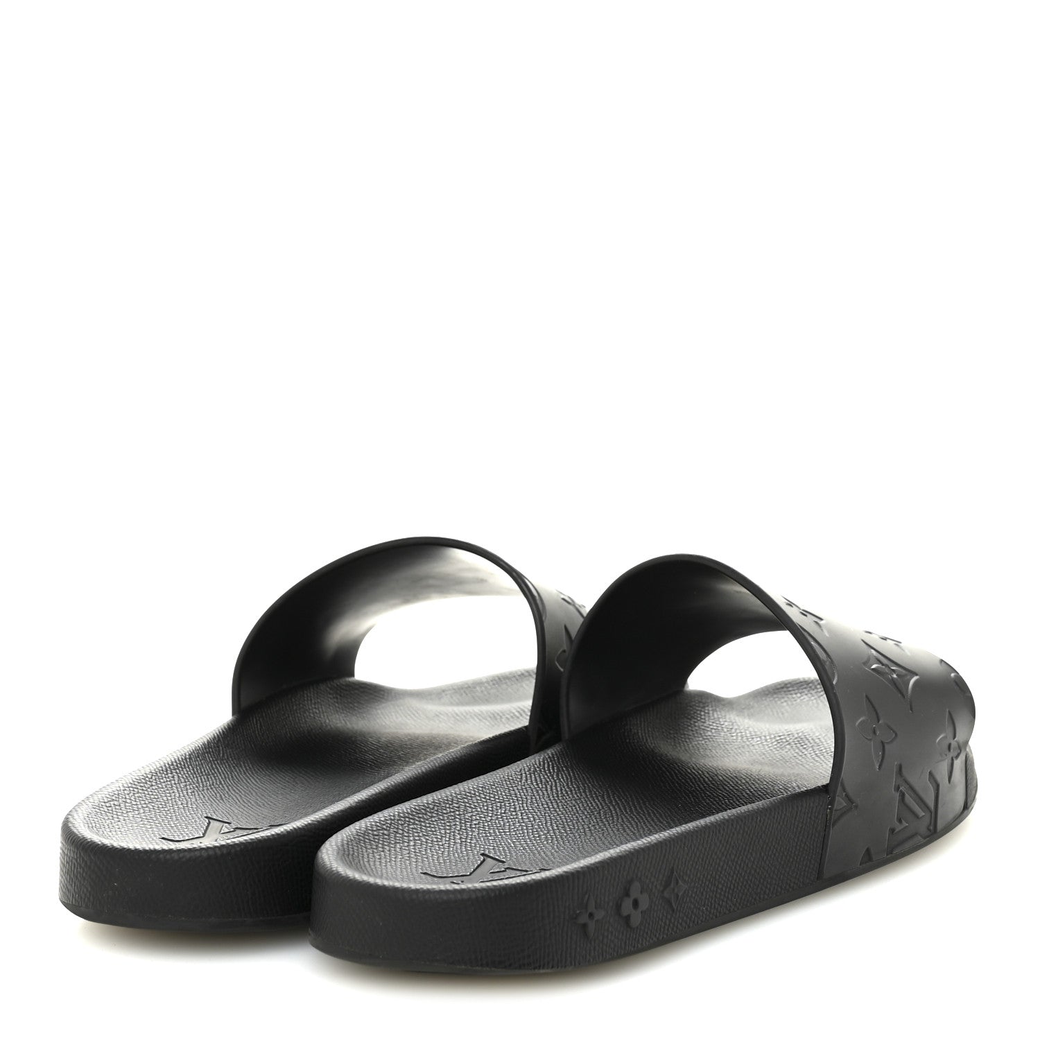 Louis Vuitton Rubber Embossed Monogram Mens Waterfront Mules 7.5 Black 5 of 8
