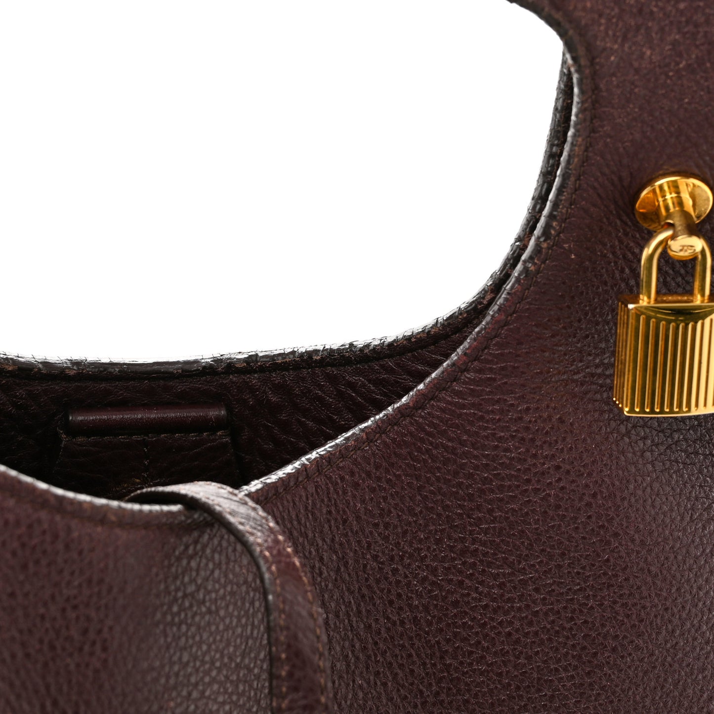 Grained Calfskin Alix Padlock Zip Tote Burgundy