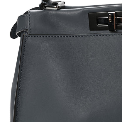 Fendi Vitello Seta Shiny Nappa Medium Peekaboo Iconic Satchel Tempesta Grigio Perla 8 of 13