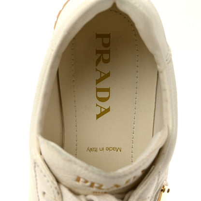 Prada Calfskin Metal Triangle Logo Womens Sneakers 40 Neutral 7 of 13