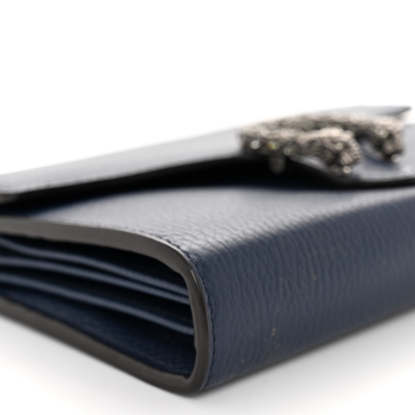 Dollar Calfskin Crystal Mini Dionysus Chain Wallet Blue Agata Black Diamond