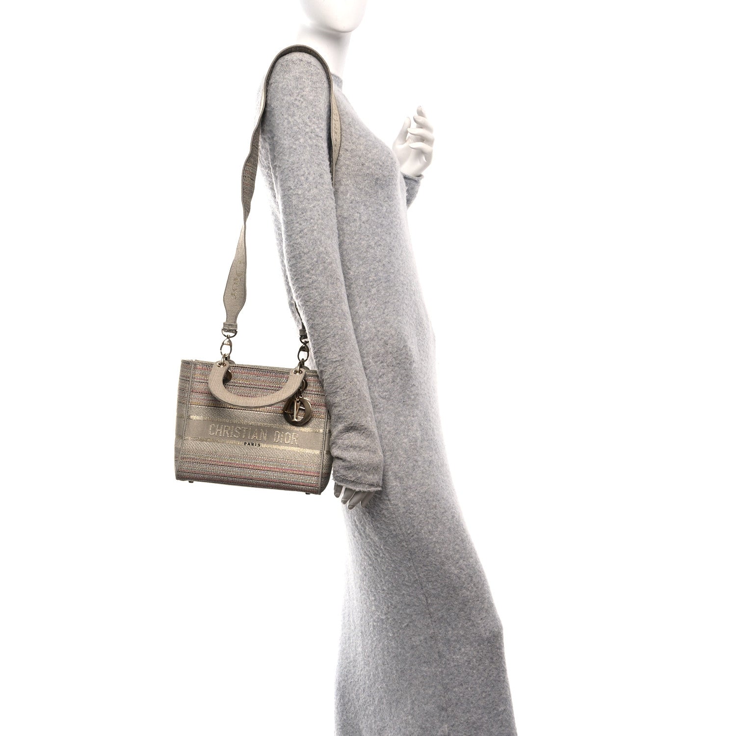 Christian Dior Canvas Embroidered Medium Lady D-Lite Beige Multicolor 3 of 23