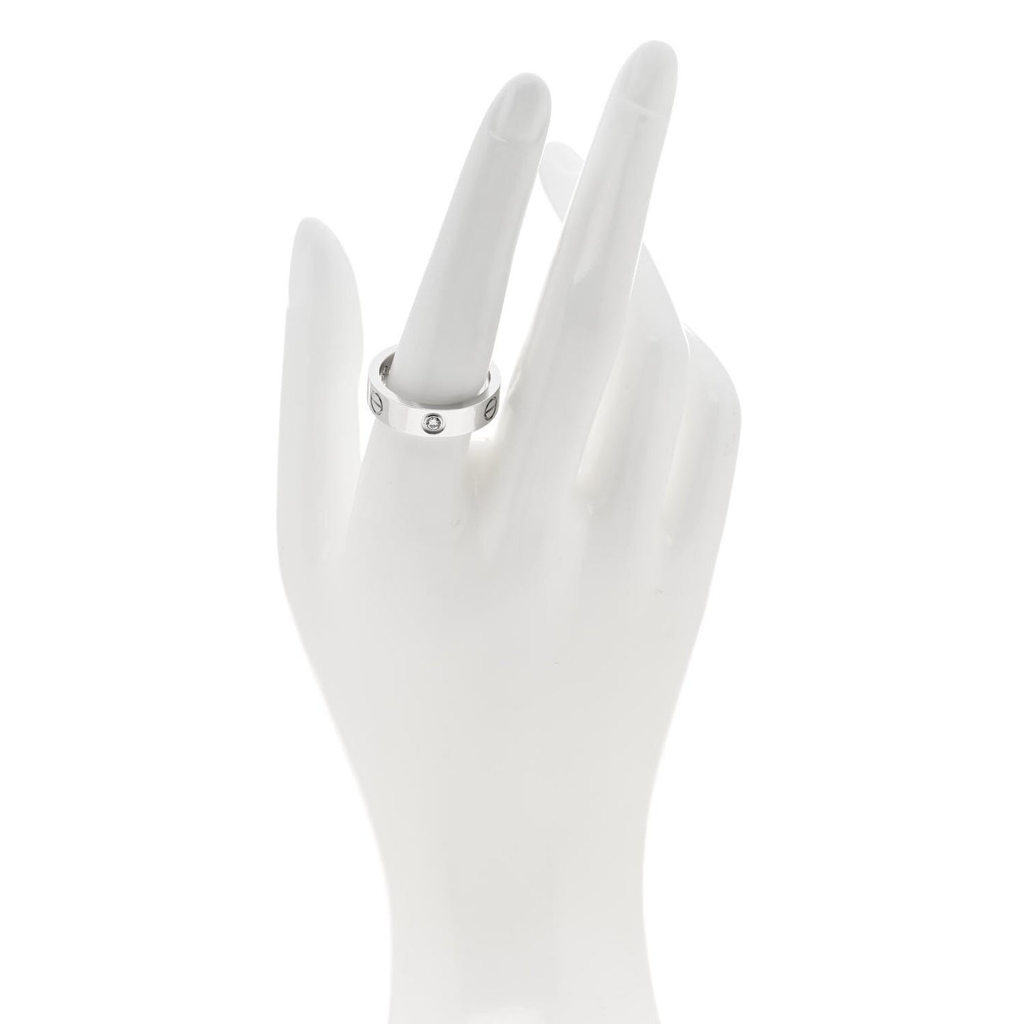 18K White Gold 3 Diamond 5.5mm LOVE Ring 58 8.5