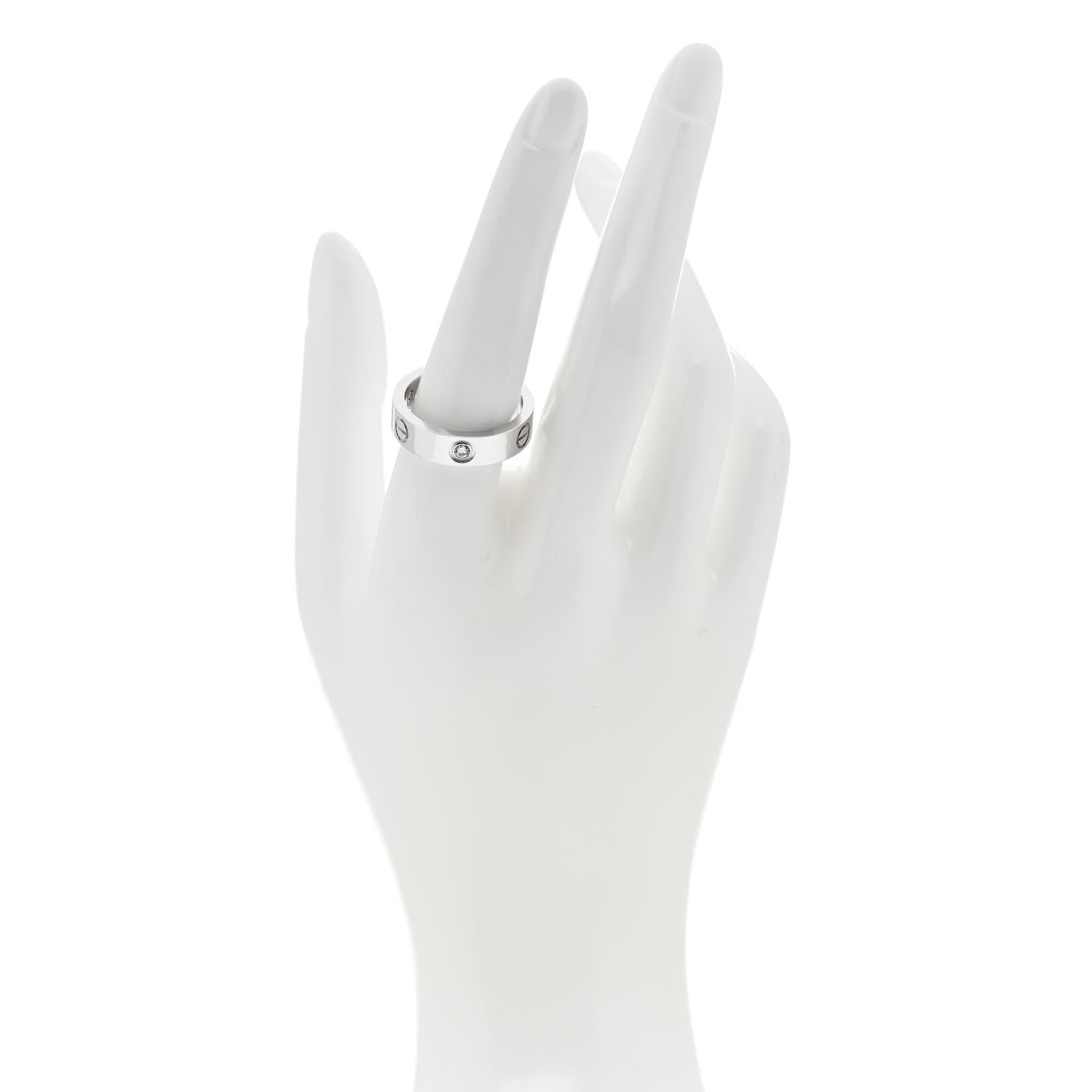 Cartier 18K White Gold 3 Diamond 5.5mm LOVE Ring 58 8.5 2 of 5