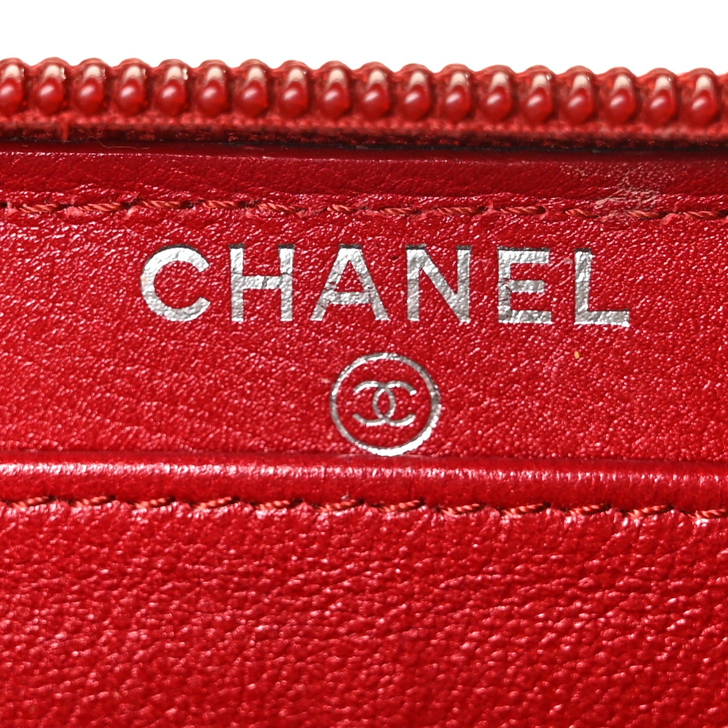 Caviar Large Timeless CC Zip Around Wallet Red