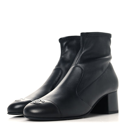 Chanel Stretch Lambskin Cap Toe CC Uniform Short Boots 38 Black 4 of 9