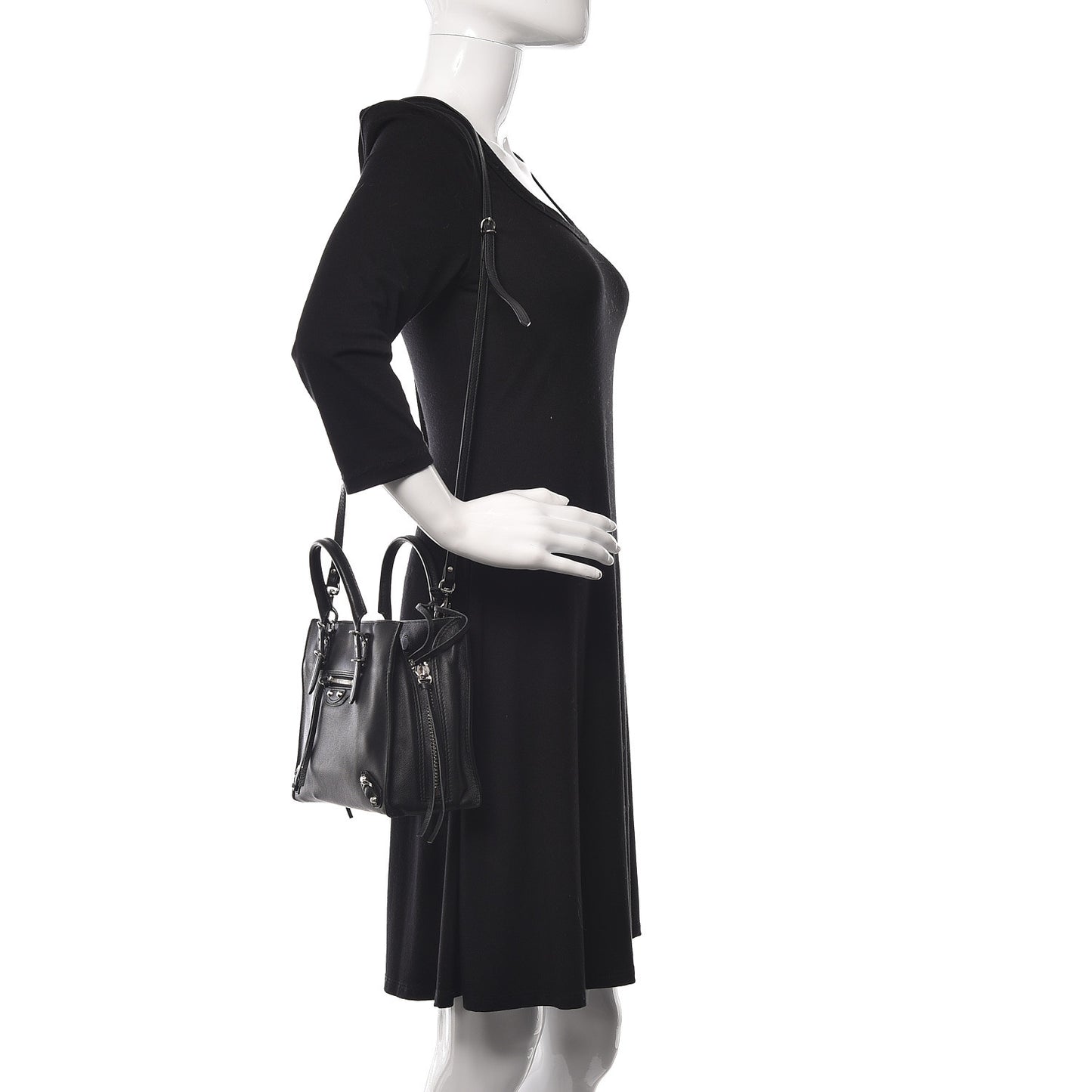 Calfskin Papier Mini A4 Zip Around Tote Black