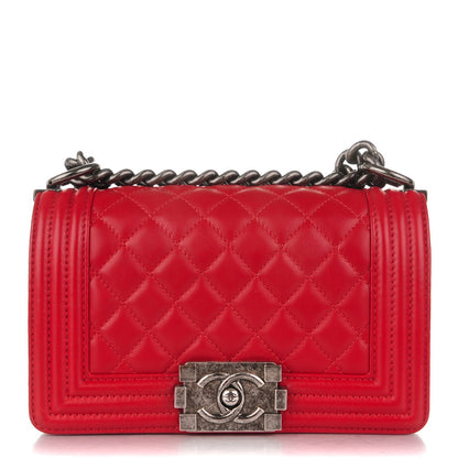 Chanel Lambskin Quilted Small Boy Flap Dark Red 1 of 7