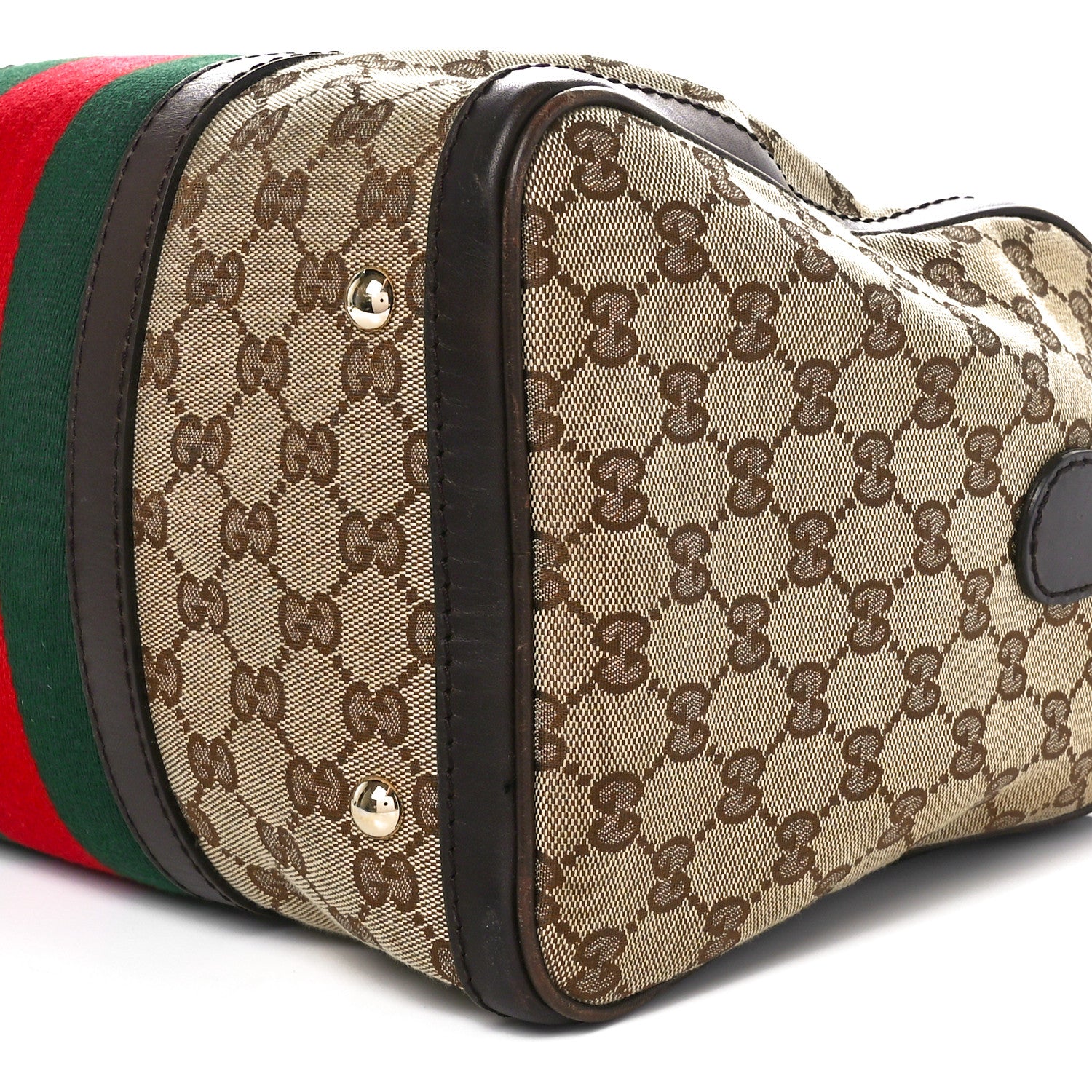 Gucci Monogram Vintage Web Medium Boston Dark Brown 10 of 10
