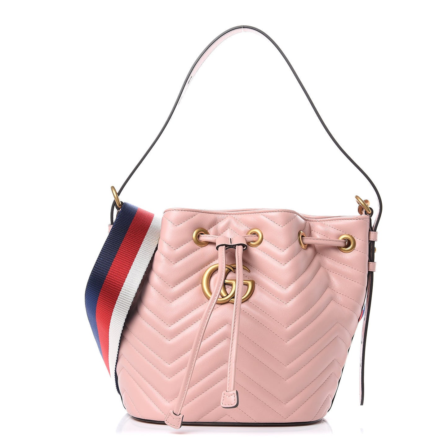 Calfskin Matelasse Sylvie Web GG Marmont Bucket Bag Perfect Pink