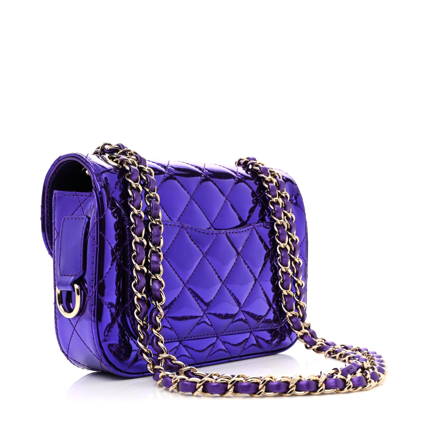 Mirror Calfskin Metallic Calfskin Quilted Hollywood Boulevard Mini Flap With Star Coin Purse Purple