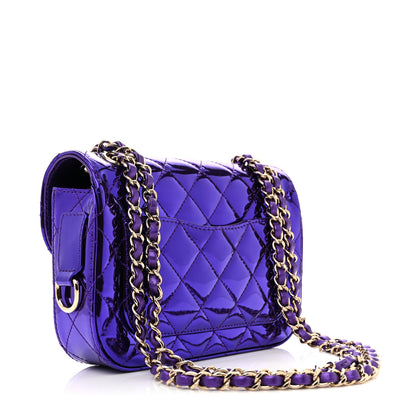 Chanel Mirror Calfskin Metallic Calfskin Quilted Hollywood Boulevard Mini Flap With Star Coin Purse Purple 3 of 10