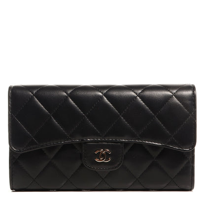 Chanel Lambskin Quilted Large Flap Wallet Black 1 of 9