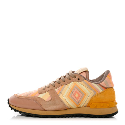Valentino Garavani Suede Calfskin Native Couture 1975 Womens Rockrunner Sneakers 38.5 Multicolor 1 of 13