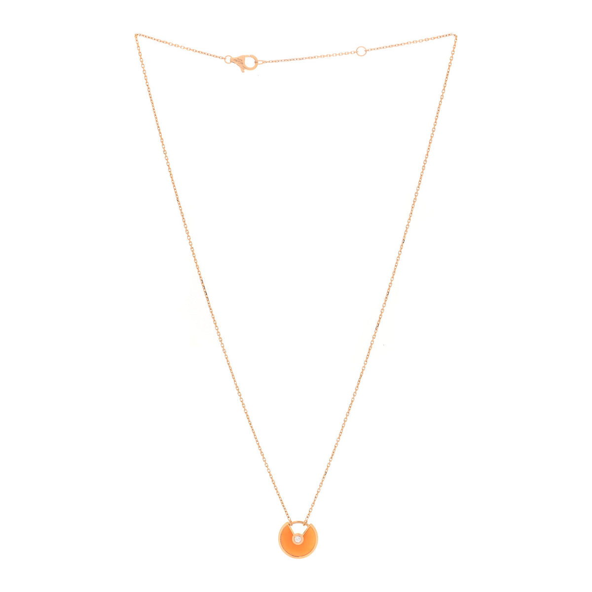 18K Pink Gold Diamond Carnelian XS Amulette de Cartier Pendant Necklace