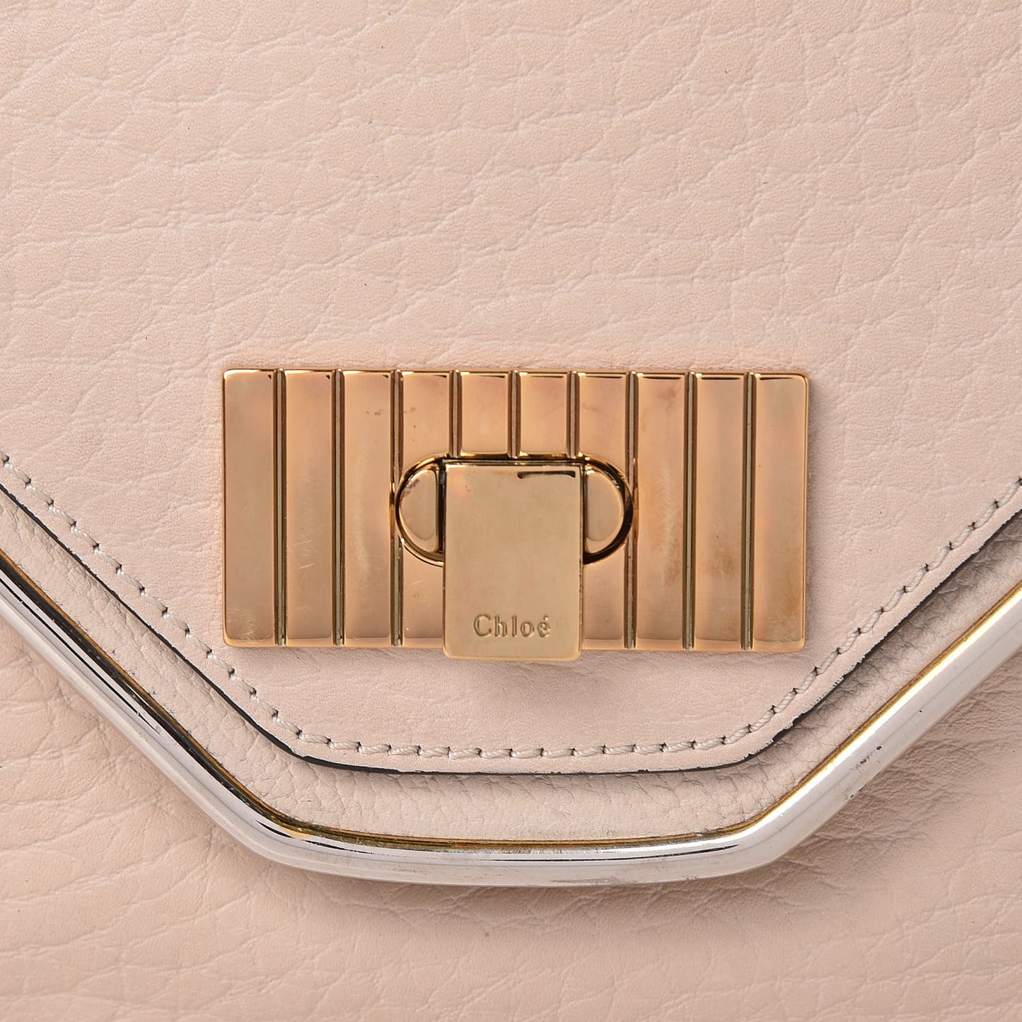 Grained Calfskin Medium Sally Flap Bag Beige