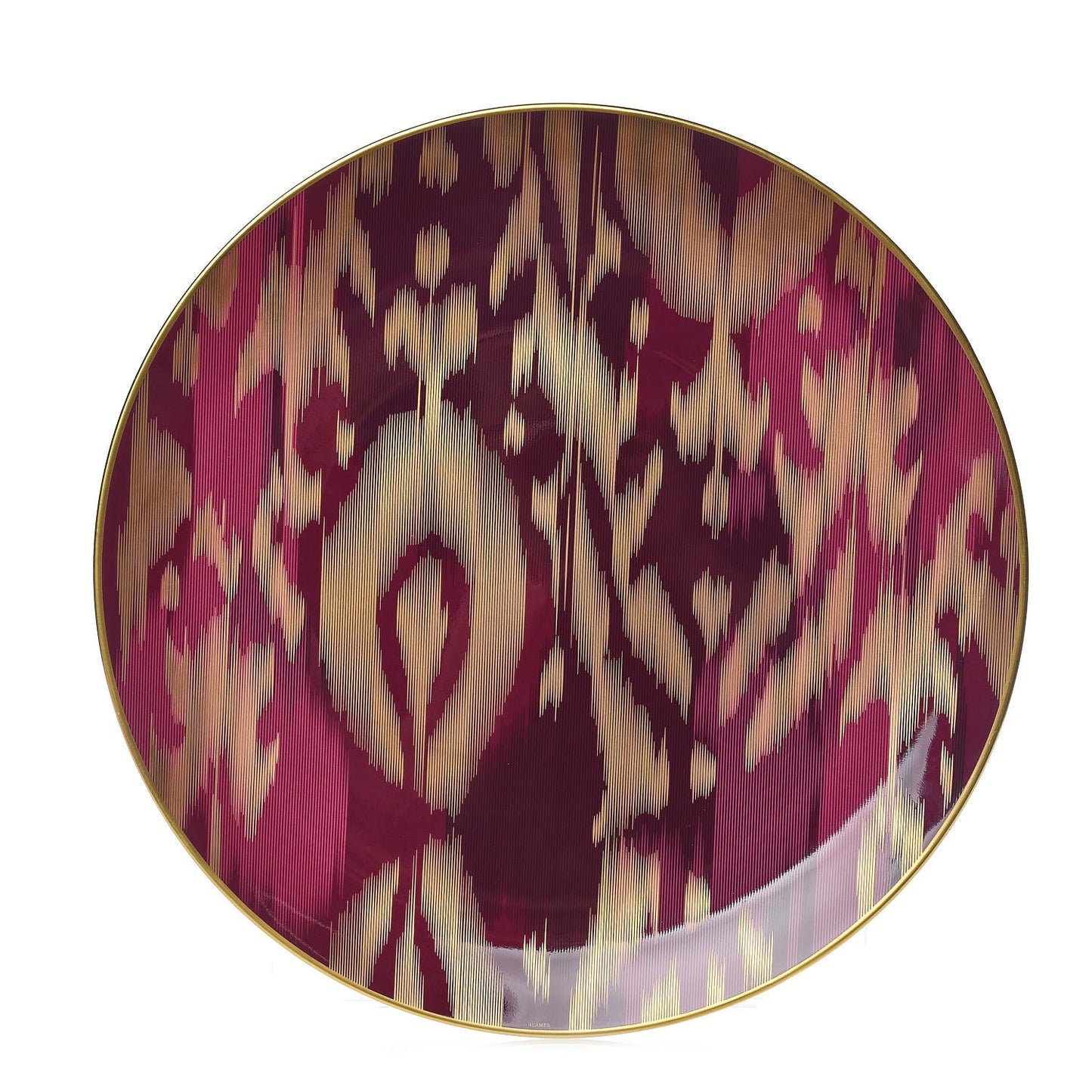 Porcelain Voyage en Ikat Presentation Plate Ruby