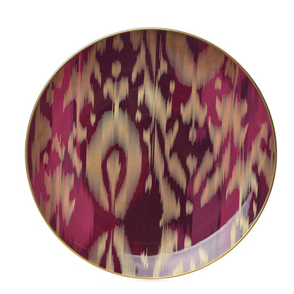 Hermes Porcelain Voyage en Ikat Presentation Plate Ruby 1 of 11