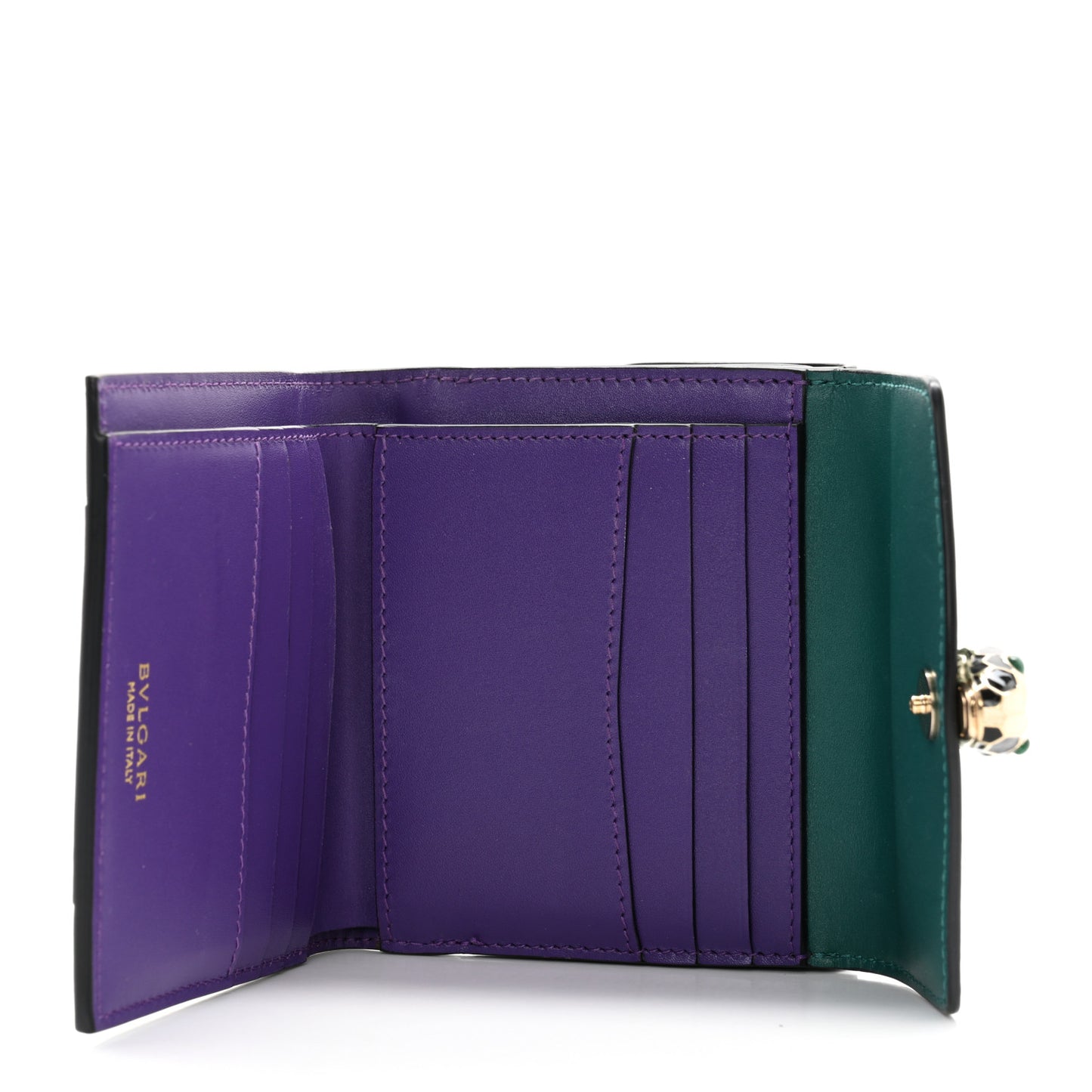 Calfskin Serpenti Forever Wallet Emerald Green