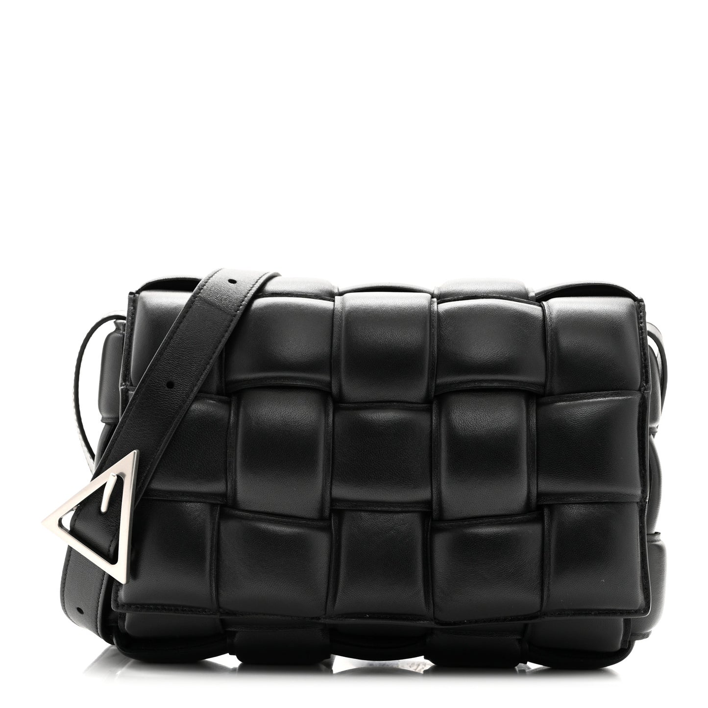 Nappa Maxi Intreccio Padded Cassette Crossbody Bag Black