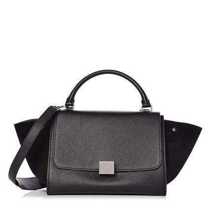 Celine Drummed Calfskin Suede Small Trapeze Black 1 of 9