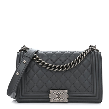 Chanel Lambskin Quilted Medium Boy Flap Dark Grey 1 of 10